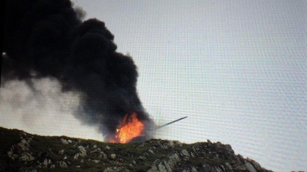 Helicopter on fire in Snowdonia