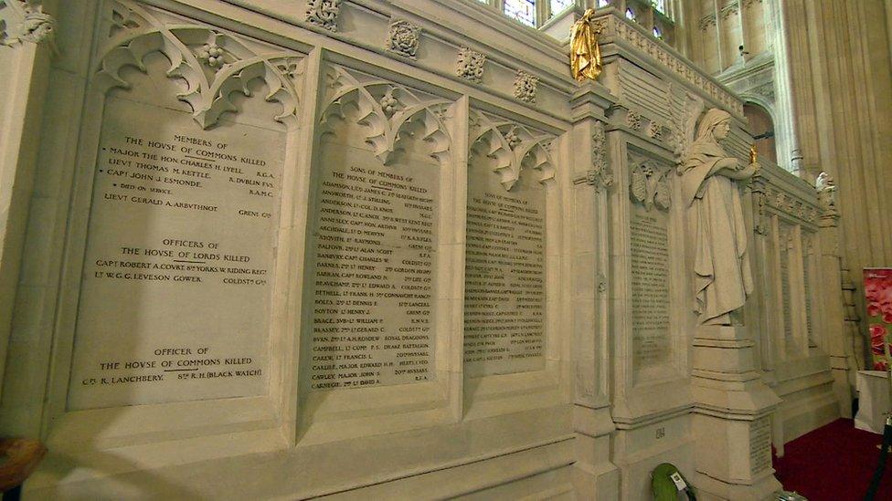 The World War One memorial in Westminster Hall