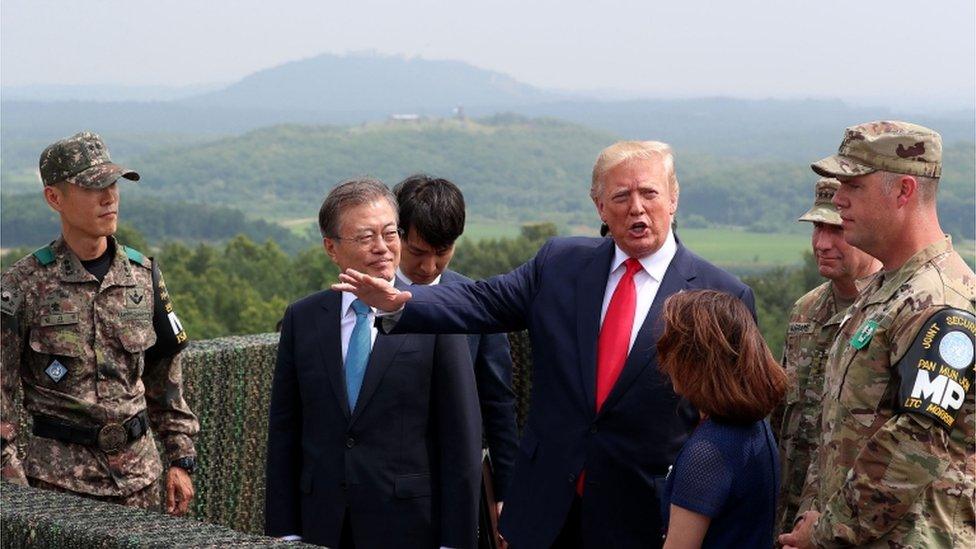 Trump at an observation post