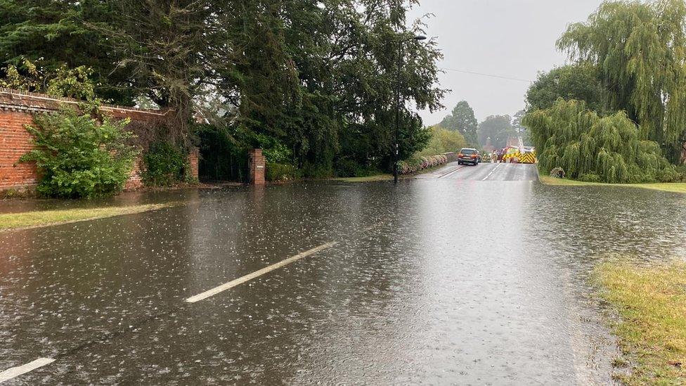 Flooding in Long Melford, Suffolk