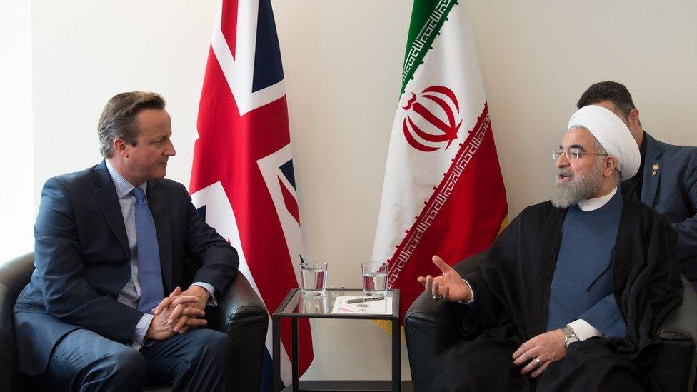 David Cameron and Hassan Rouhani
