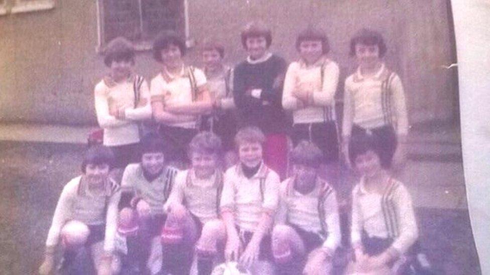 Michael Sheen (top right) in Baglan Boys club team photo