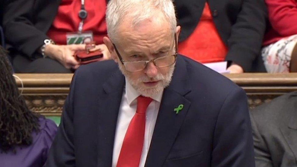 Jeremy Corbyn speaking at Prime Minister's Questions