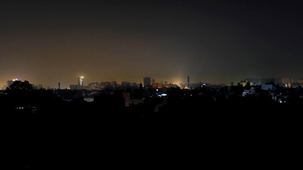 A residential area during a power breakdown in Karachi, Pakistan