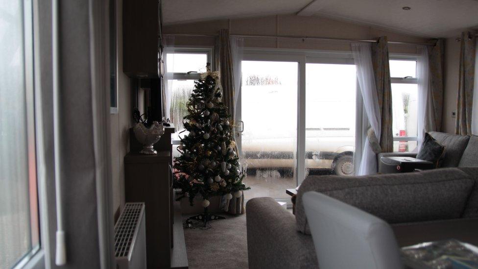 A Christmas tree in a static caravan