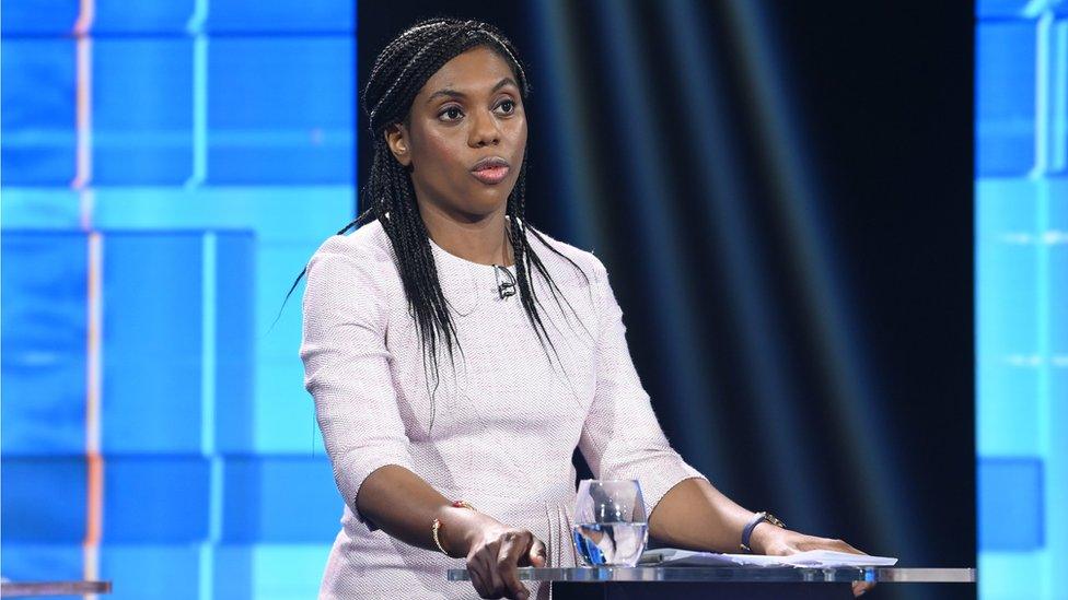 Kemi Badenoch speaking during ITV's debate between the candidates for Tory leader