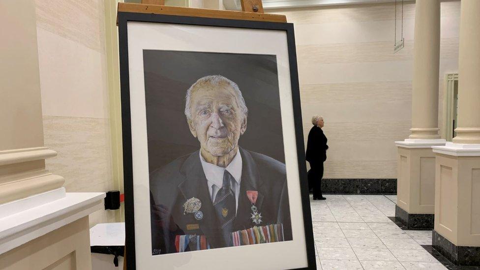 Portrait of Hector Duff on display at the Villa Marina