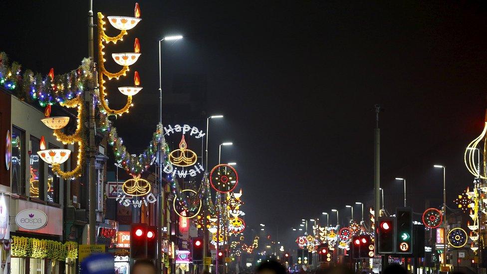 Diwali lights were switched on in Leicester on 1 November 2015