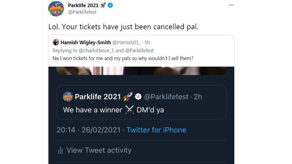 Parklife tweet