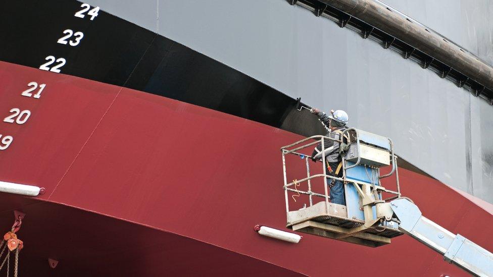 Ship being painted.