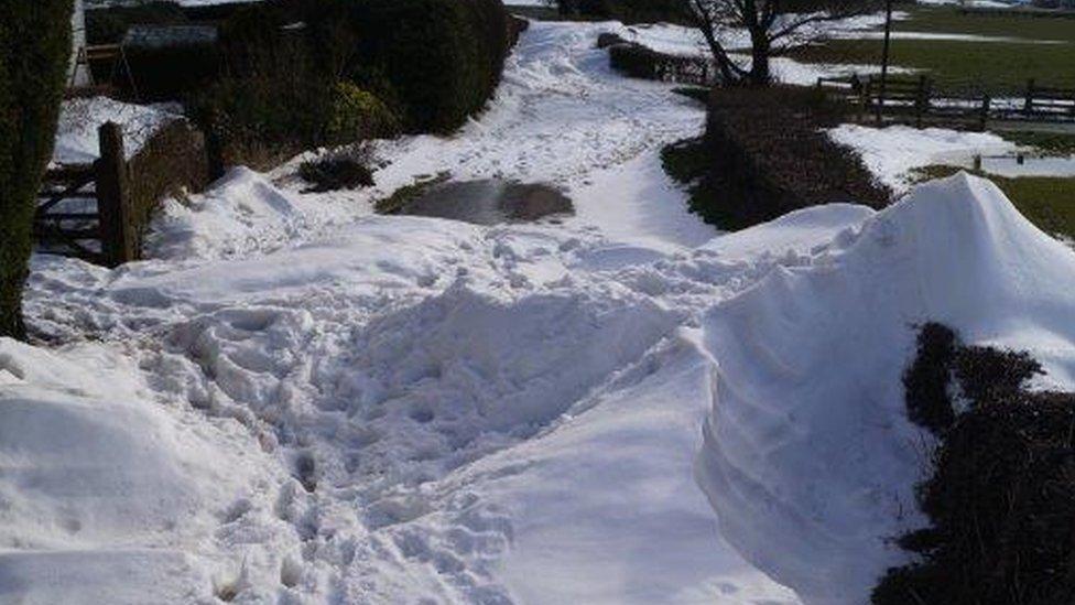 Snow on Hegdon Hill on Monday