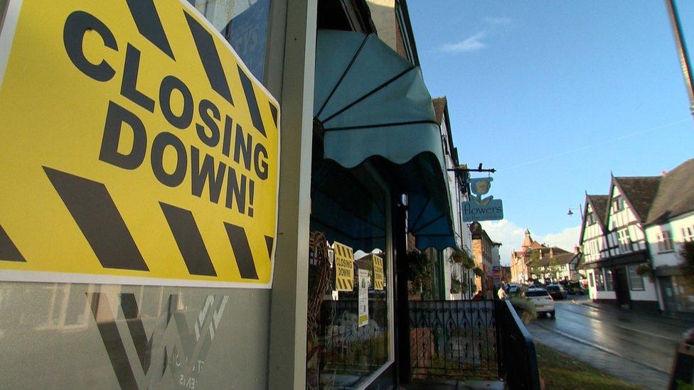 A closing down sign in a window in Sandbach