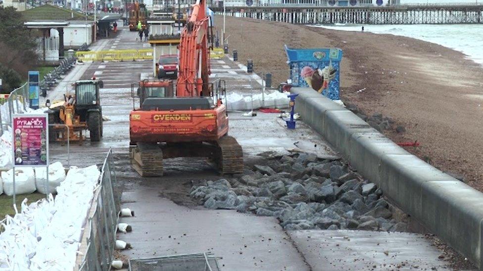 The large hole has been filled in with tonnes of boulders