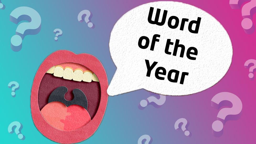 Word of the year mouth shouting illustration