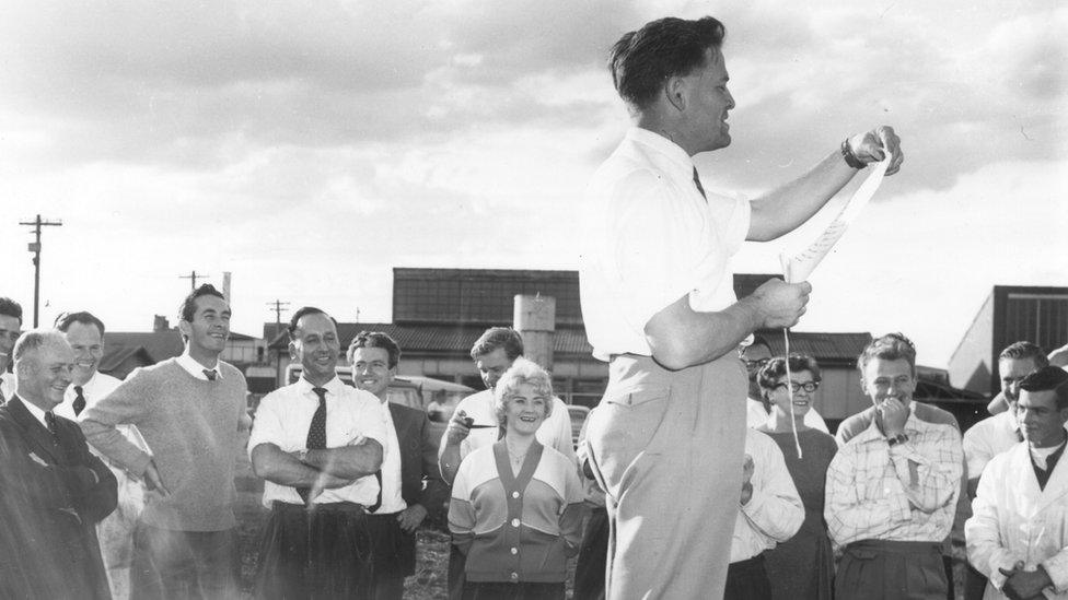 David pictured with staff from the Aeronautical Research Laboratories in 1958