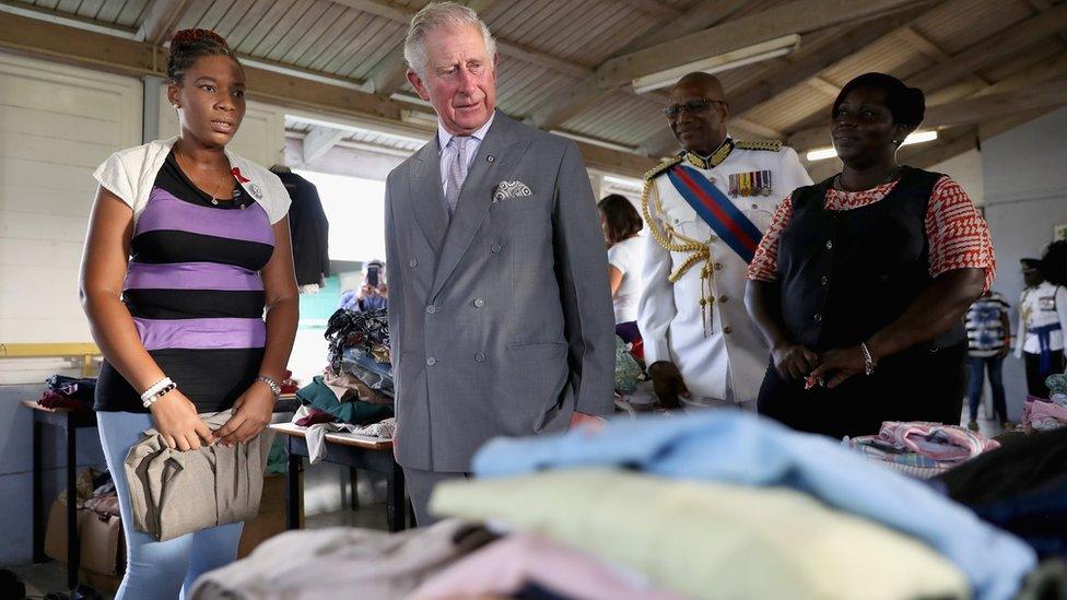 Prince Charles visiting hurricane survivors in Antigua