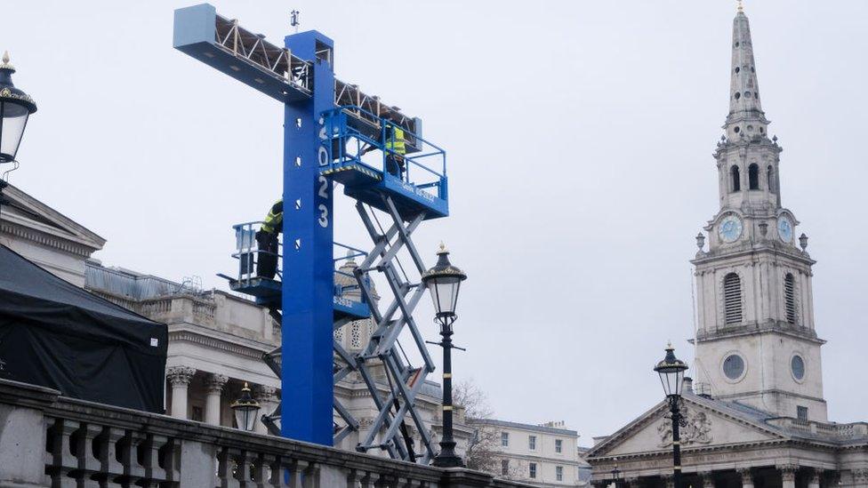 The menorah for Hanukkah is installed in Trafalgar Square