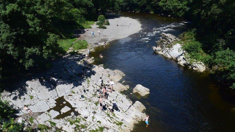 The River Lune in Kirkby Lonsdale in July