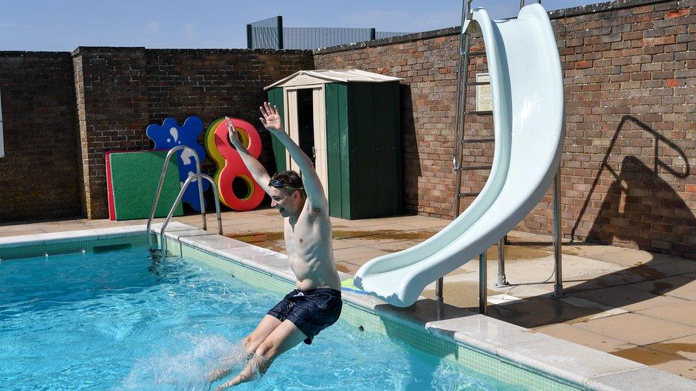 A swimmer at the Lido in Chipping Norton in Oxfordshire