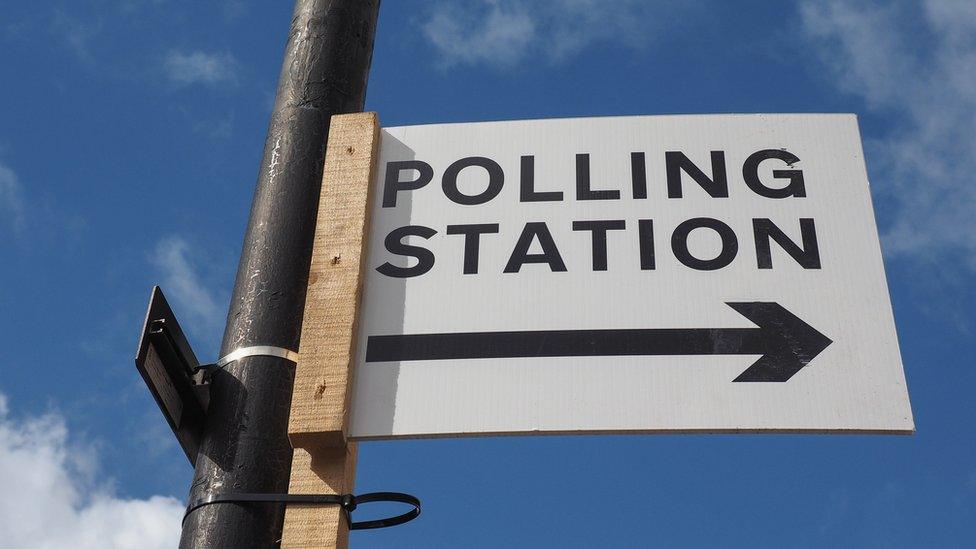 Polling station sign