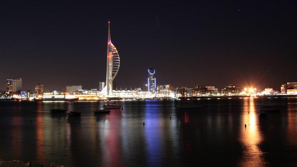 Portsmouth harbour at night