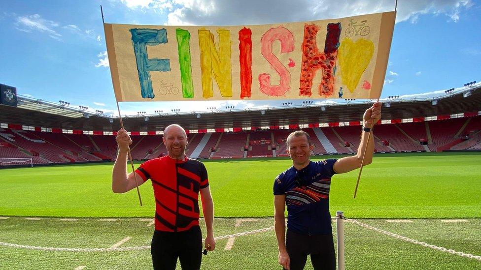 Chris Scott and Shaun Spence at the finish line