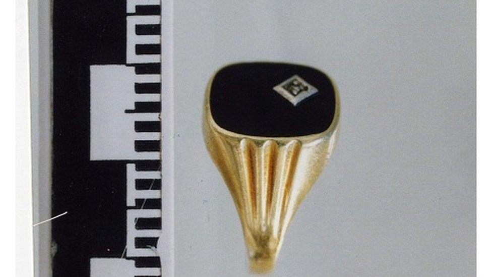 The ring the victim was wearing is pictured in a police photograph