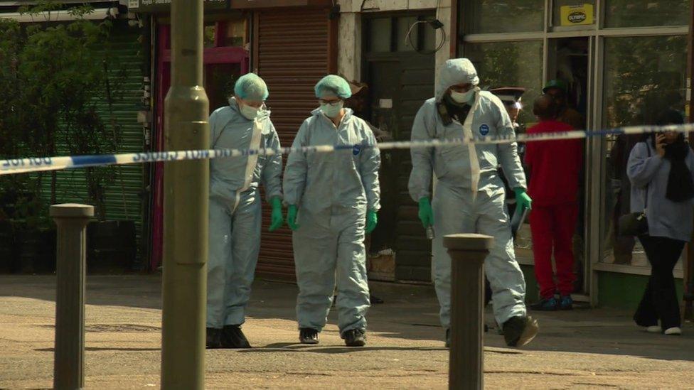 Forensics teams at Burnt Oak Broadway