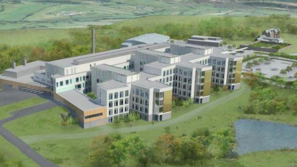 Artist's impression of the Specialist and Critical Care Centre on the site of the former Llanfrechfa Grange Hospital near Cwmbran.