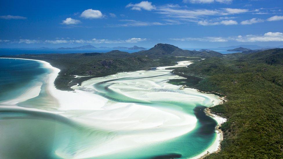 Aerial shot of Whitsunday Islands