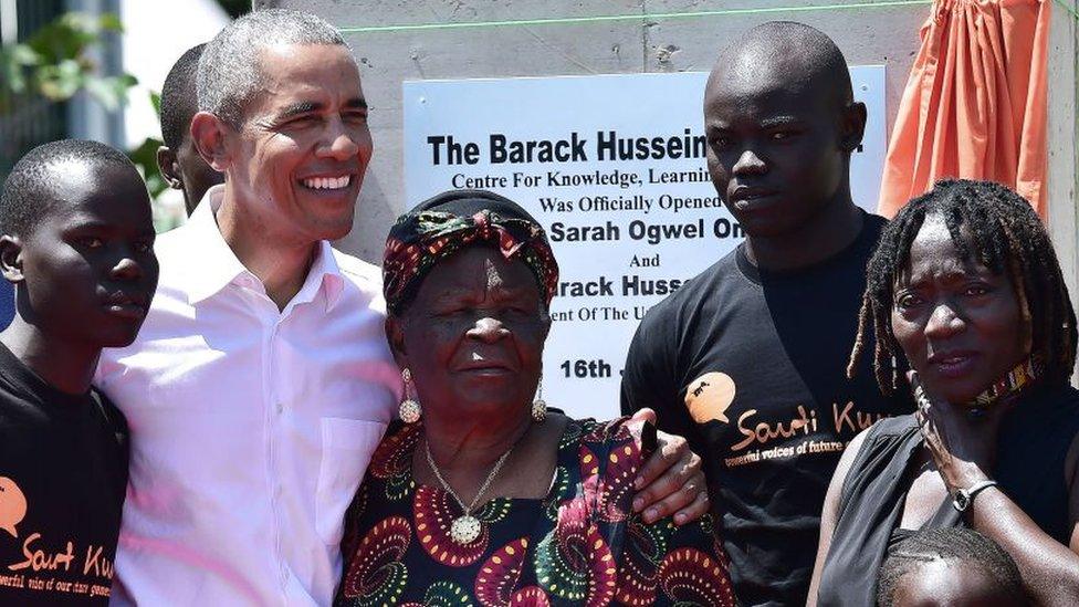 Barack Obama with Sarah Obama in Kenya