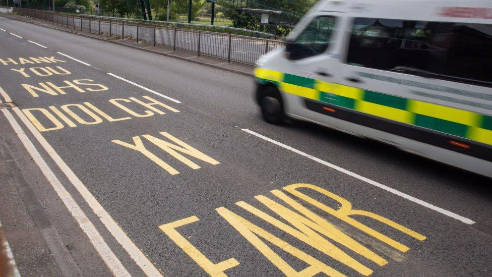 An ambulance near the Royal Gwent Hospital