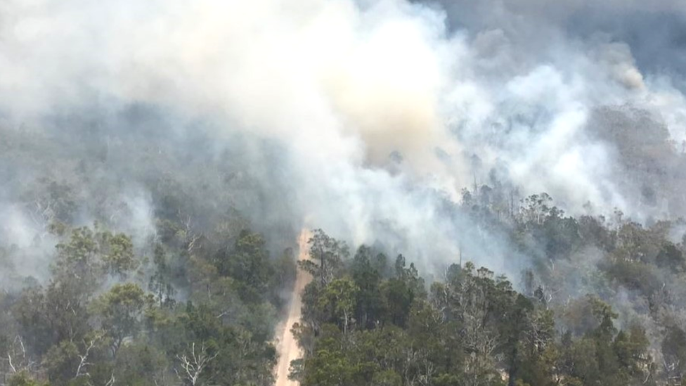 A huge bushfire on Fraser Island