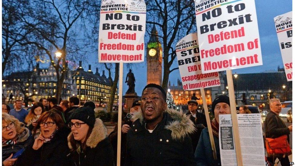 Brexit protesters in central London