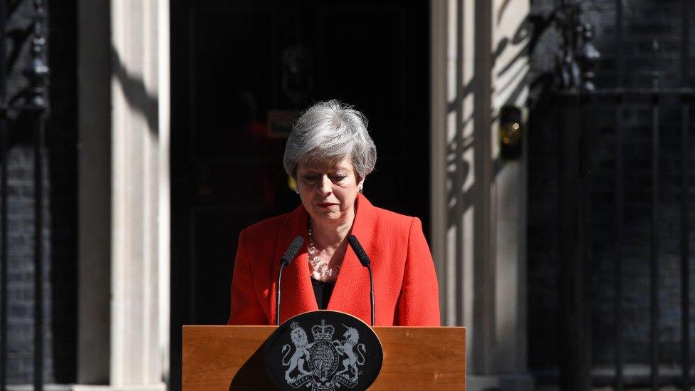 Theresa May speaking outside 10 Downing Street