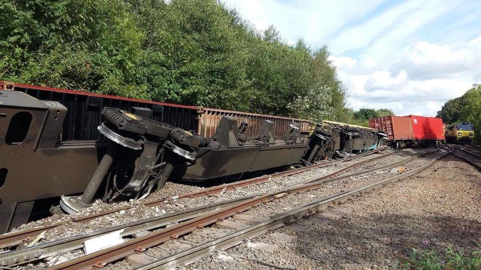 Derailed train