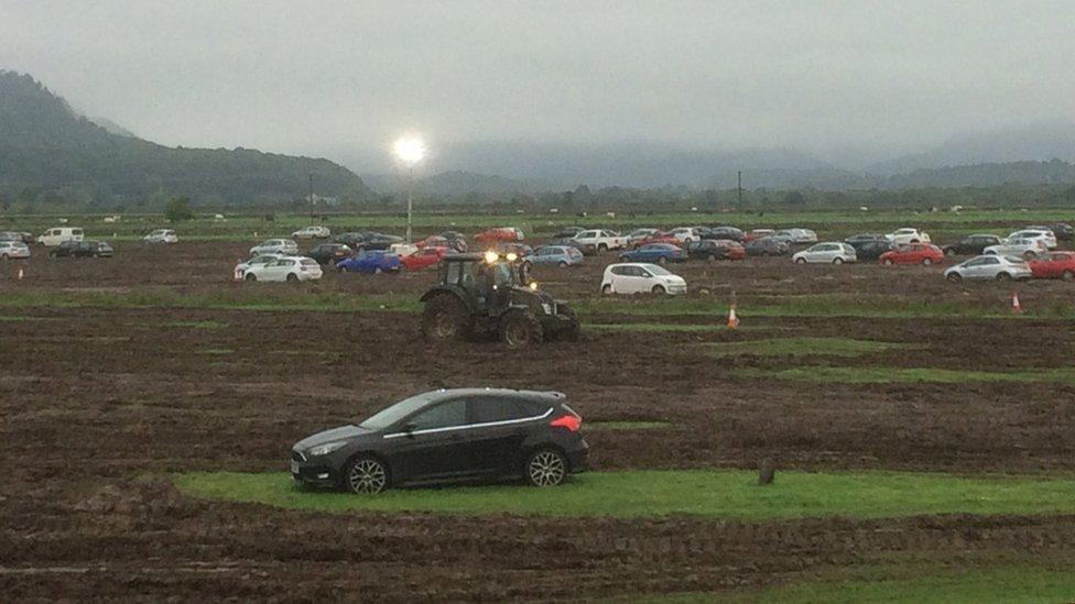 The remaining cars at the Festival No.6 park and ride after flooding