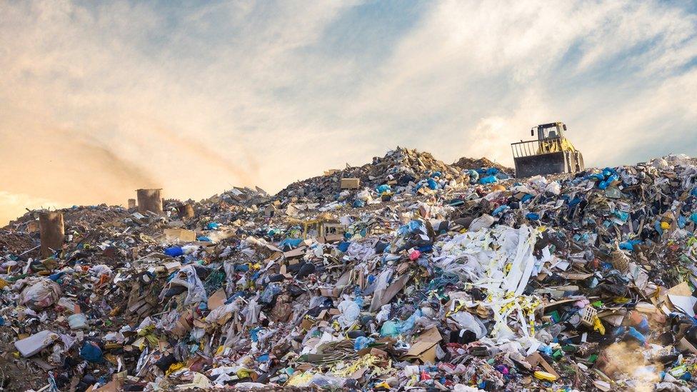 Rubbish lying in a landfill site