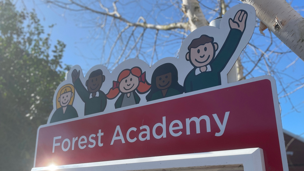 Sign saying Forest Academy