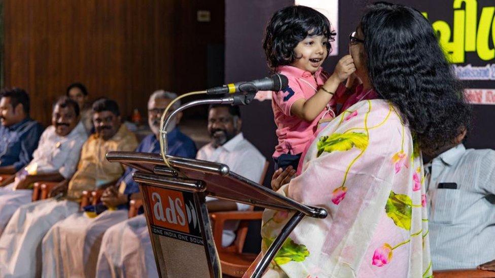 Divya S Iyer with her son Malhar at the event