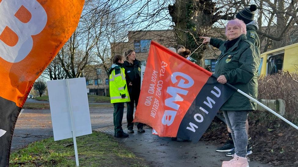 Striking ambulance staff, Northampton