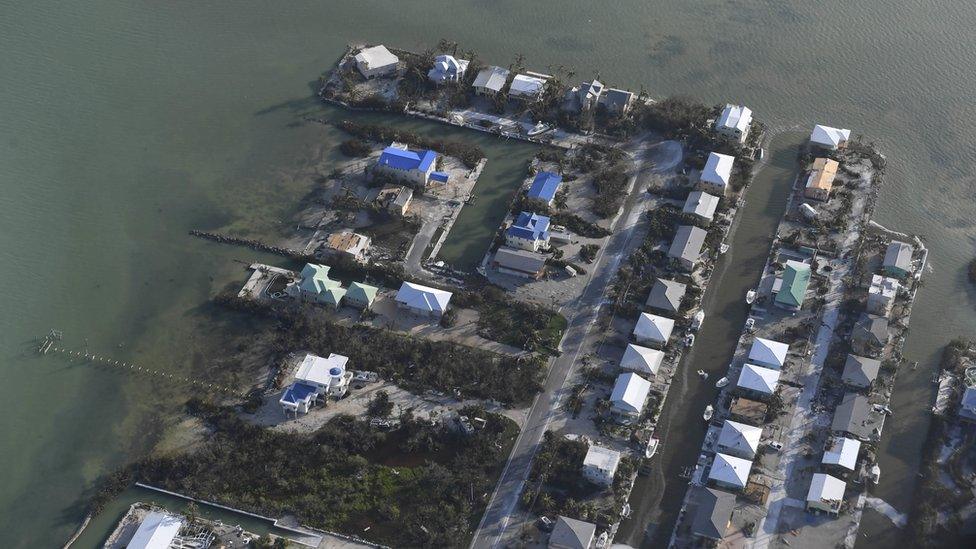 houses seen from above with very little damage