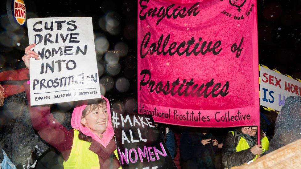 A demonstration against discrimination of sex workers held on International Women's Day in March 2019