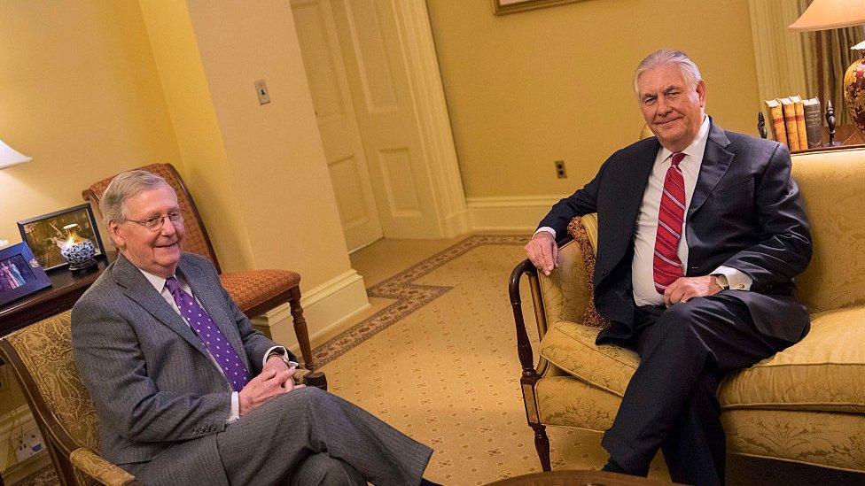 Secretary of State nominee Rex Tillerson meets with Senate Majority Leader Mitch McConnell.