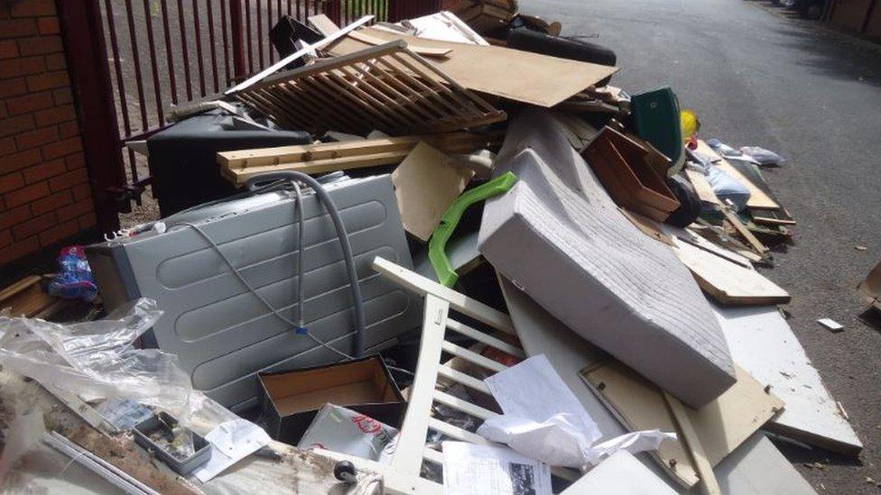 Fly-tipped rubbish