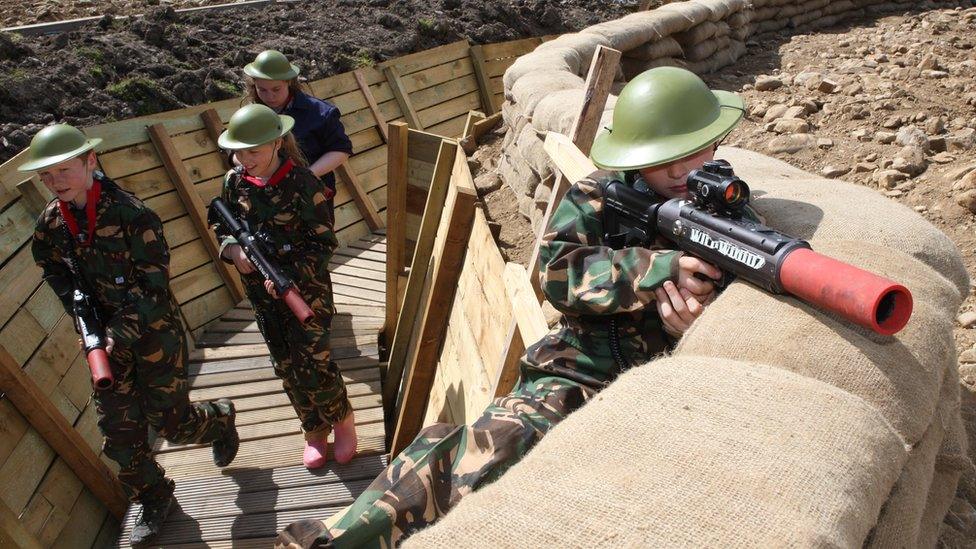 Pupils in trenches