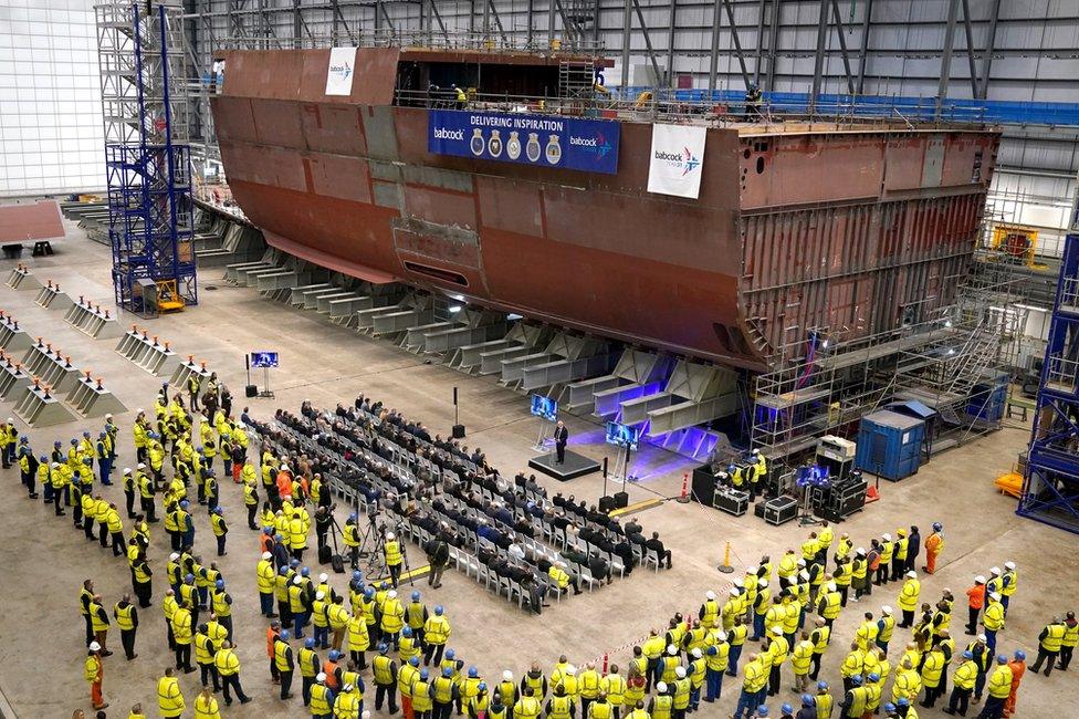 A Type 31 frigate under construction