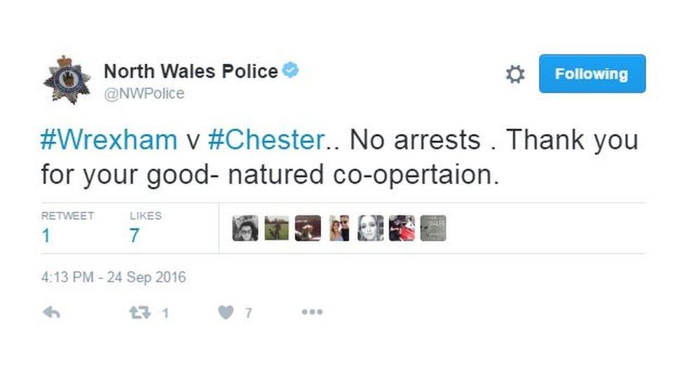 Tweet from North Wales Police