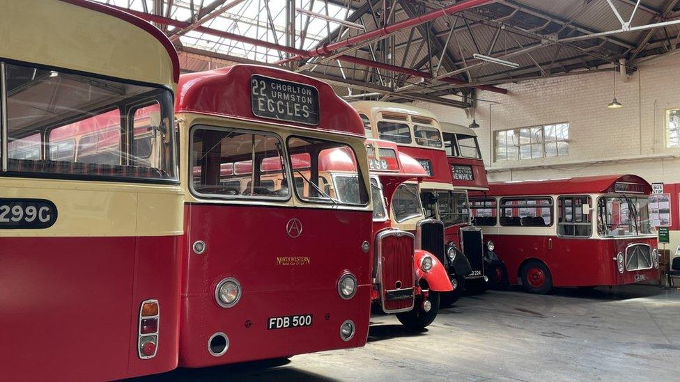 Row of buses from The North Western Road Car Company