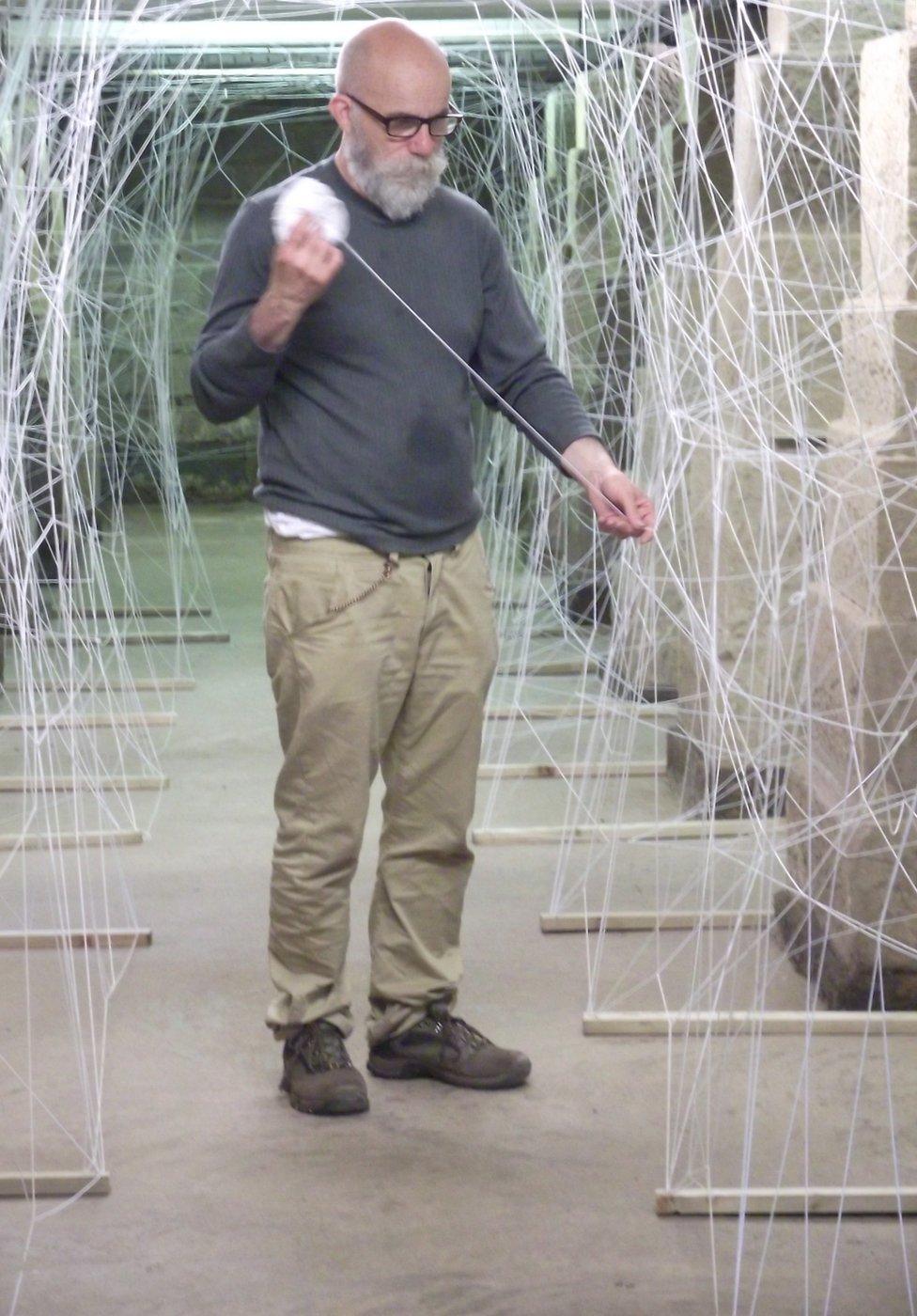 Artist Tan makes the mesh tunnel